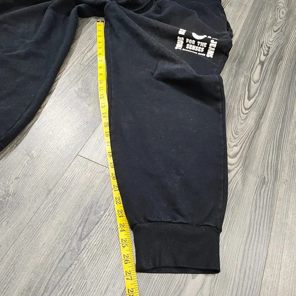TRUE RELIGION MEN’S JOGGER SWEATPANTS – SIZE XXL – BLACK – CLASSIC LOGO PRINT